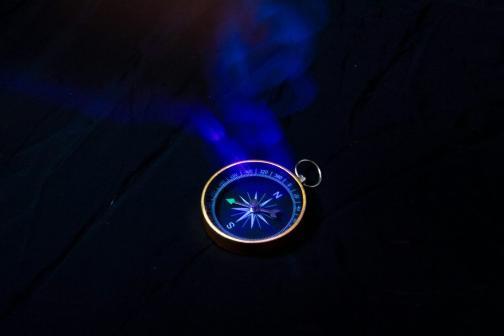 compass on black background