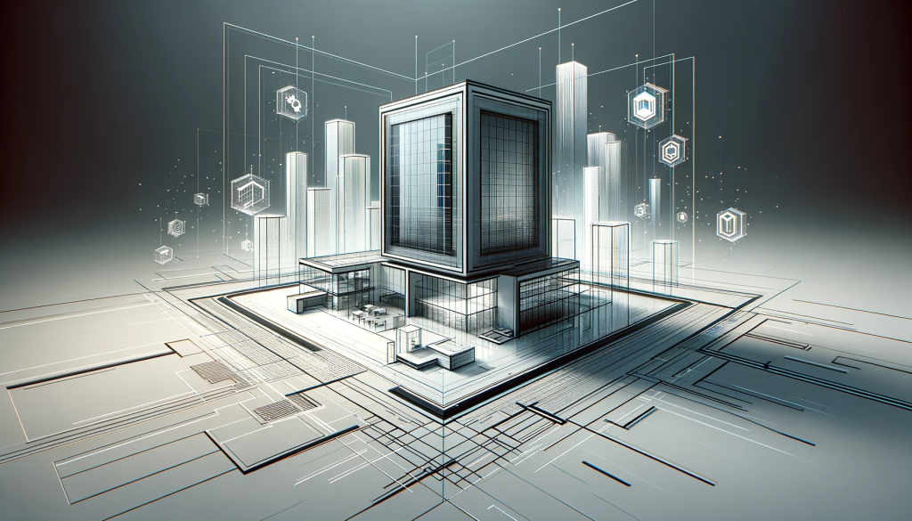 Abstract 3D building in a futuristic style
