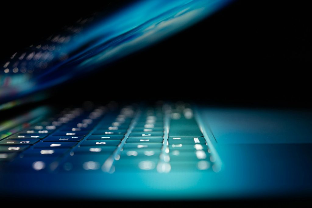 Glowing laptop keys